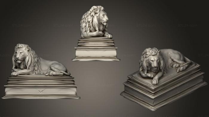 Статуи античные и исторические (Статуя 89 Лежащий лев, STKA_1540) 3D модель для ЧПУ станка